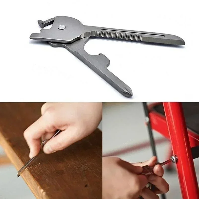 6 in 1 Useful Multifunction Knife Practical Swiss Tech Utili Key Outdoor Screwdriver Bottle Opener Keychain Camping Hiking Tools