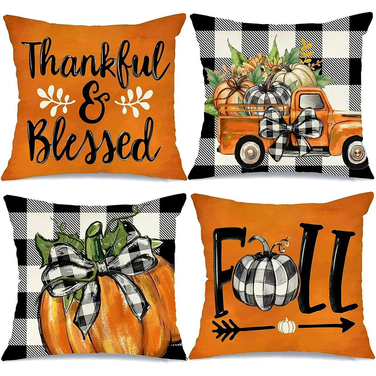 45X45cm Happy Thanksgiving Cushion Cover Fall Home Pumpkin Decorative Throw Pillows Sofa Cushions Maple leaf Pillowcase 2024 New