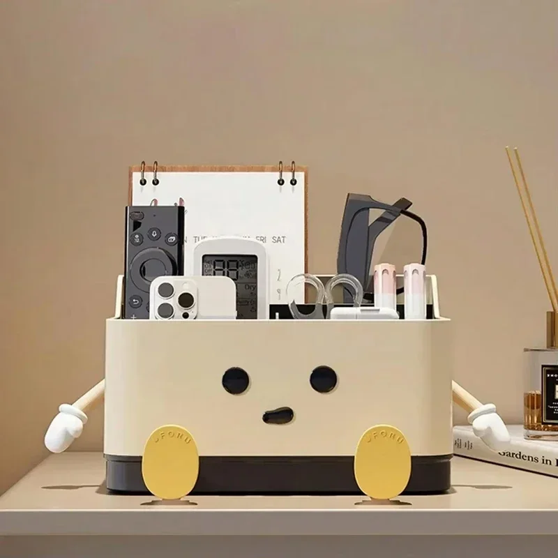 1pc Multifunctional Desktop Storage Box, Cosmetic Organisation Shelf Countertop Storage And Display Box(with Sticker)