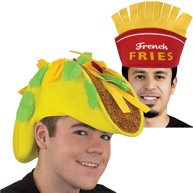 

Чипсы для косплея, картофель фри, тако-самбреро, шляпы для взрослых, повязка на голову тако для Cinco De Mayo Fiesta, карнавальный костюм на Хэллоуин, реквизит