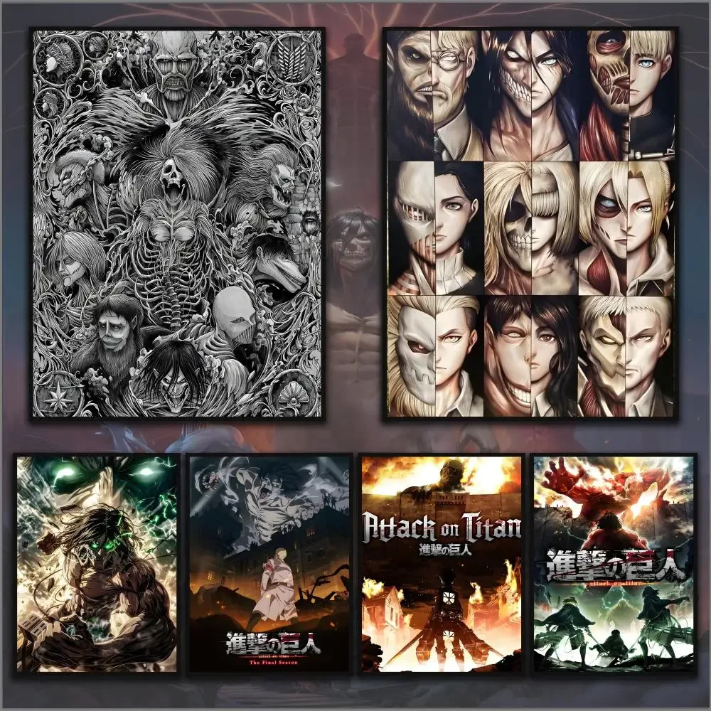 A-Angriff auf Titan Poster HD Art Sticky Wall Wasserdicht Home Anime Film Sänger Wohnzimmer Schlafzimmer Bar Ästhetische Dekoration