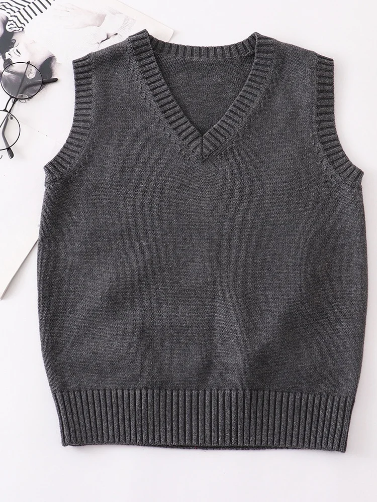 

Весенне-осенний женский жилет с v-образным вырезом Jk School orm вязаный свитер внутренняя одежда студенческий Sle полиэфирное волокно тепло для поездок на работу