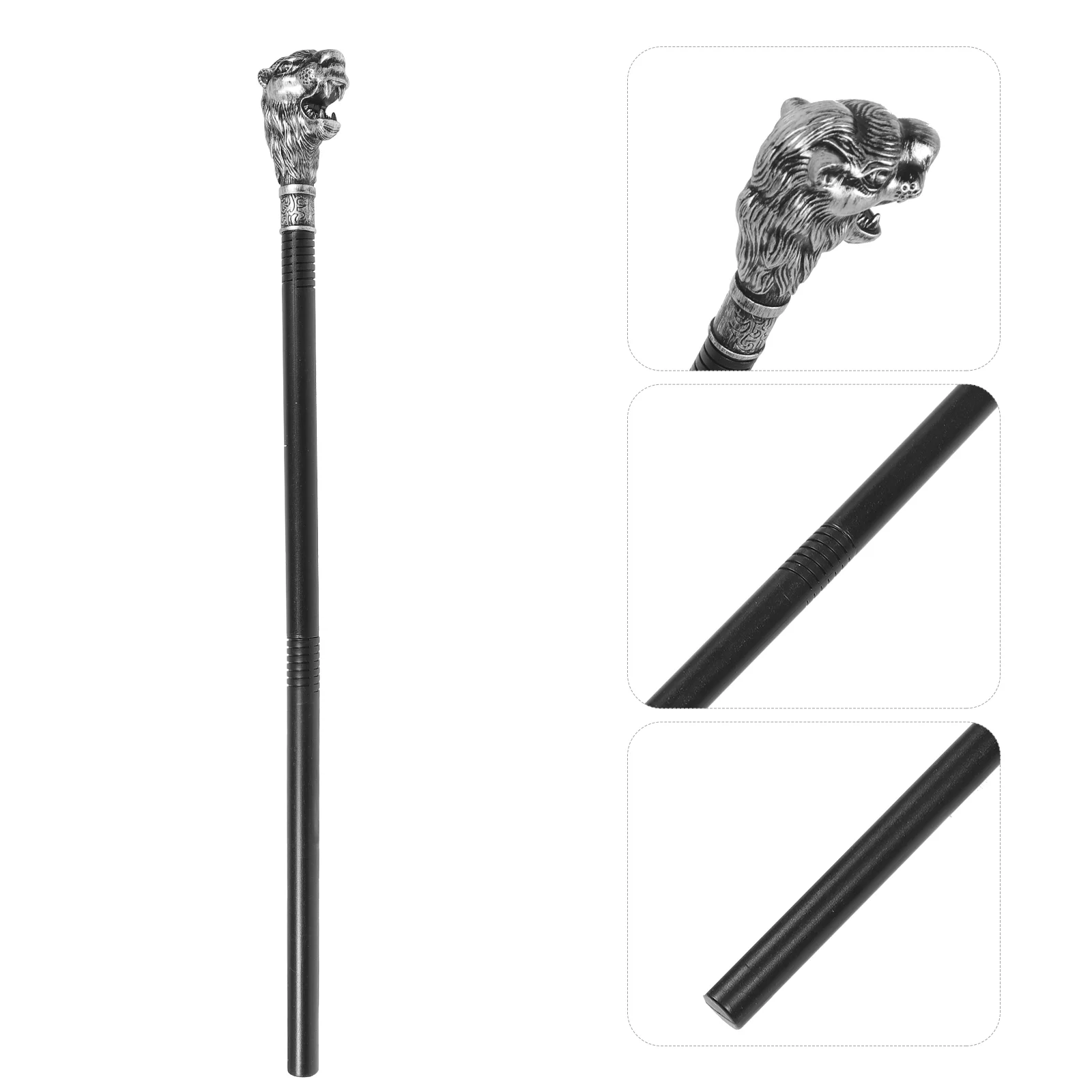 Halloween Lion Head Scepter Cosplay Wand Prop Walking Stick Cane Silver