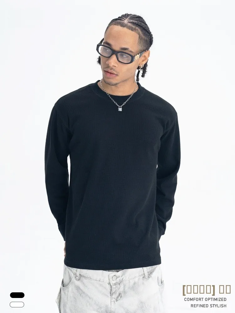 

Мужская футболка CaliFans Heavyweight Basic с круглым вырезом, повседневная, свободного кроя, с длинным рукавом, модная, базовая, дышащая, из смесового хлопка