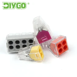 DIY GO 102/104/106/108 Universal Compact Wire Connectors Push-in Conductor Terminal Block 2/4/6/8 Pin Mini Fast Junction Box