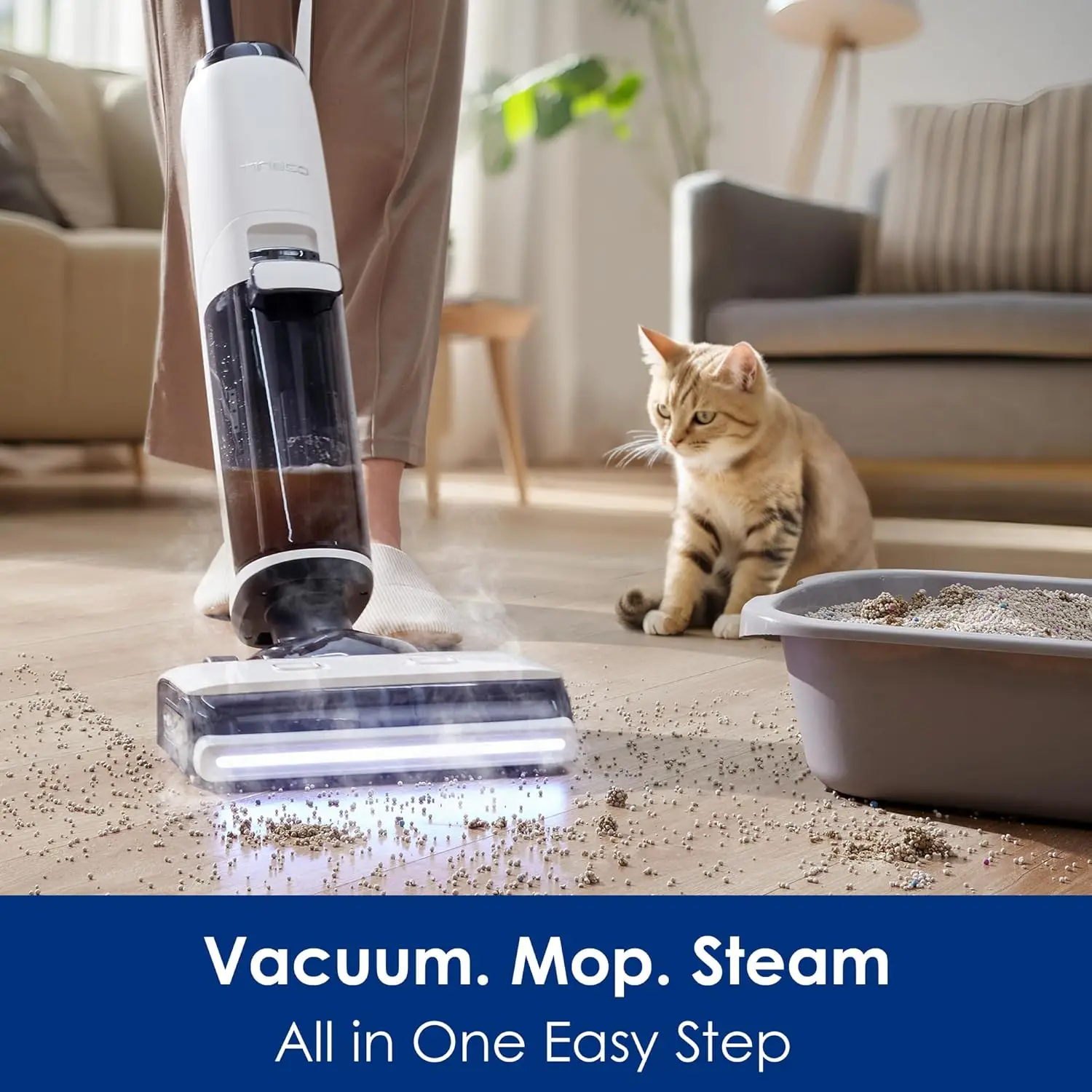 S7 Steam Cordless Wet Dry  Steam Mop All-in-One, Floor Washer for Sticky Mess Clean Up on Hard Floors wit