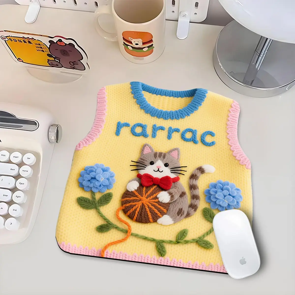 Cartoon-Pullover-bedrucktes Mauspad, Kawaii-ästhetisches Schreibtischunterlage, rutschfeste Schreibtischunterlage für Frauen in der Büro- und Heim-Desktop-Dekoration