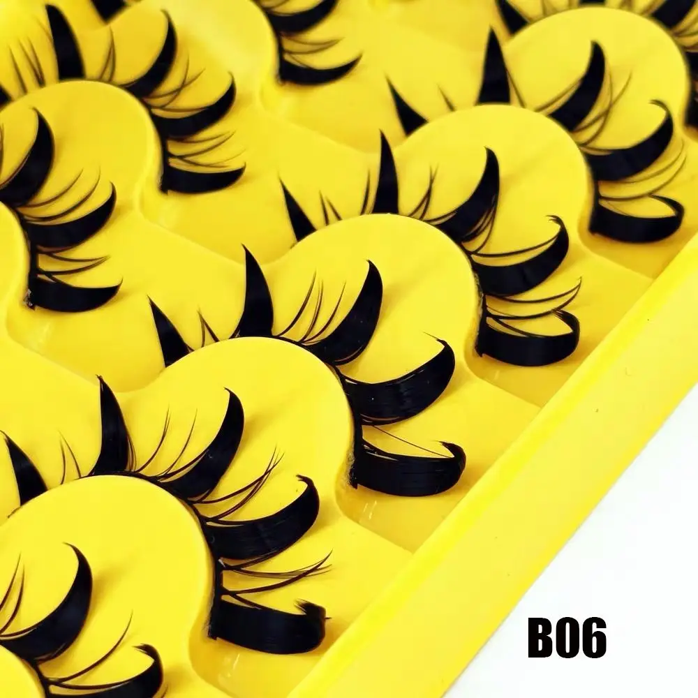 6 ペアうっすらふわふわつけまつげドラマチック厚いロング 3D フェイクミンクまつげ手作りクラフトソフトバンドタイまつげ