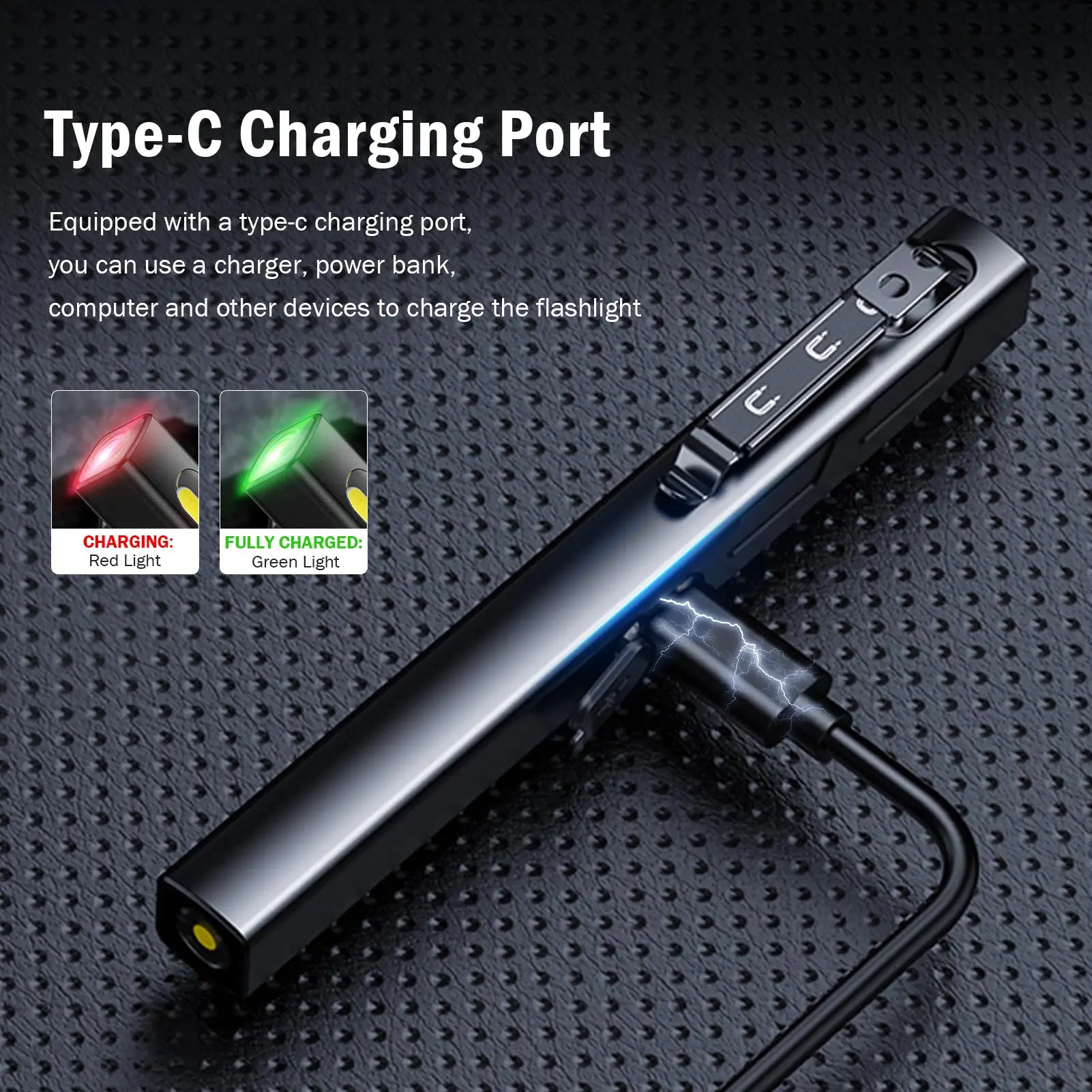 مصباح قلم SUPERFIRE G32 مع ضوء جانبي وشعلة يعتم ستبليس، مصباح LED صغير للجيب لإصلاح السيارات في حالات الطوارئ