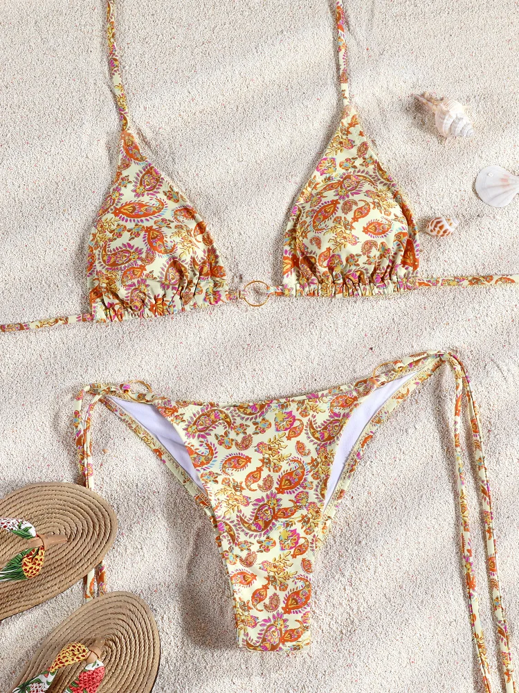 Miyouj Push Up Bikinis Print Swimwear Women Sexy Swimsuit Bandage Bikini Set 2024 Beachwear String Bathing Suits Micro Biquini