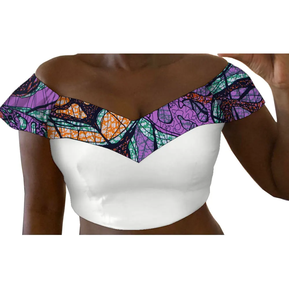 Top corto con estampado africano para mujer, Top de tubo con cuello en V, Dashiki con estampado Floral Ankara, ropa Sexy de Hip Hop, WY9363