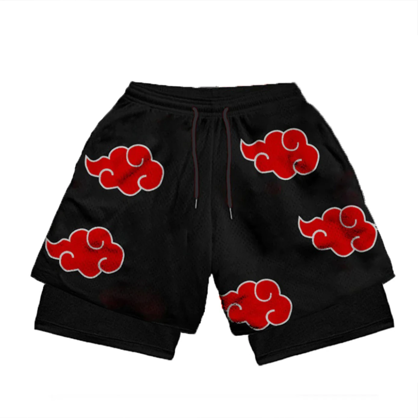 Anime Compression Shorts Sportswear Men GYM 2 In 1 Double Layer Shorts Training Workout Male Fitness Performance Sport Shorts