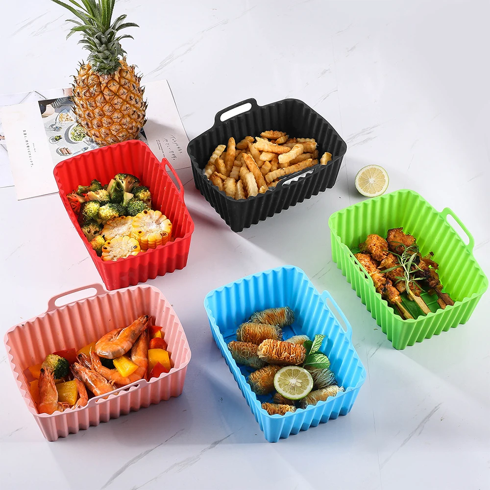 1PC Silicone Baking Tray Rectangular Air Fryer Silicone Pan Pad Kitchen Baking Oil Proof and non Stick Appliance