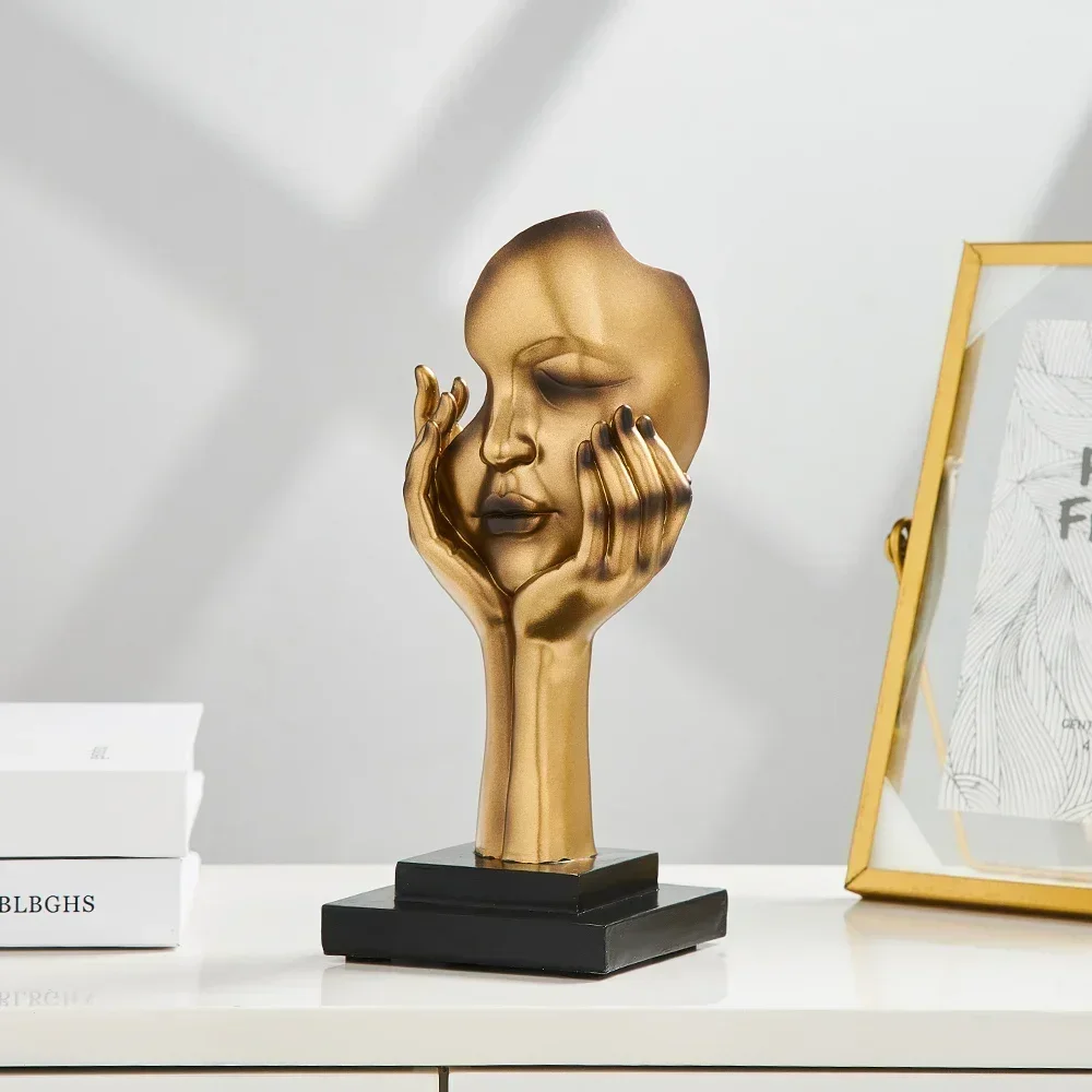 Simple Abstract Face Figure Lovers Statue Sculptures and Figurines Decoration Home Desktop Luxury Living Room for Interior