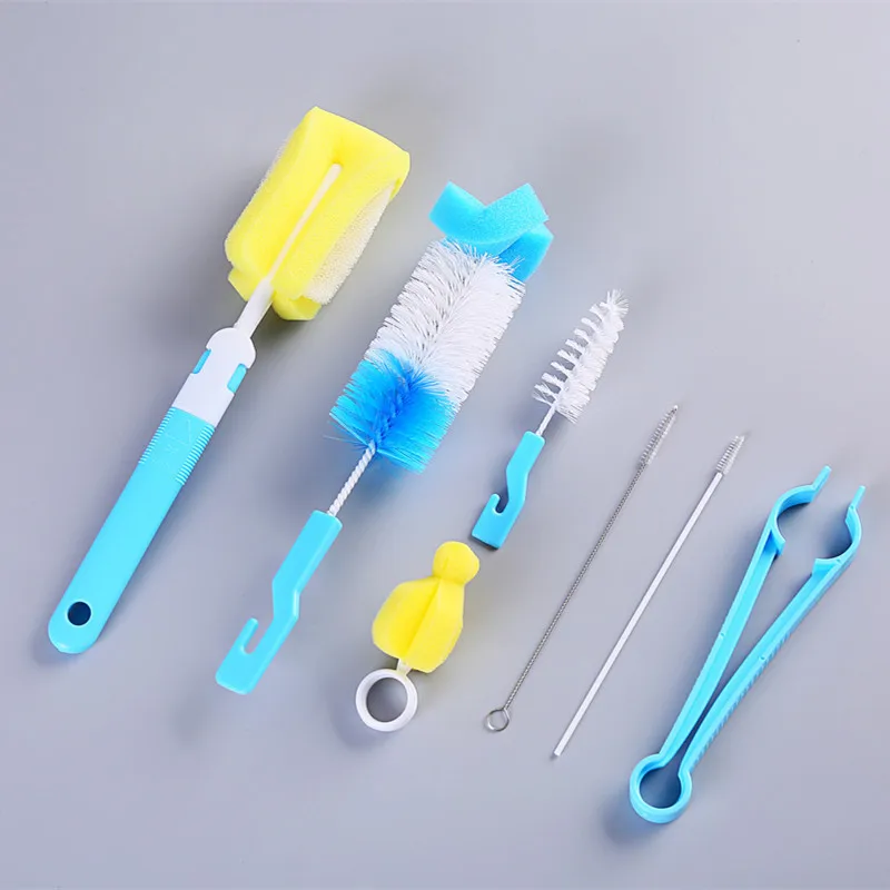 

3pcs/4pcs/7pcs/10pcs /Set Bottle Brush Milk Stainless Steel Straw Nipple&Pacifier Cleaning Brush Sponge Newborn Baby Supplies