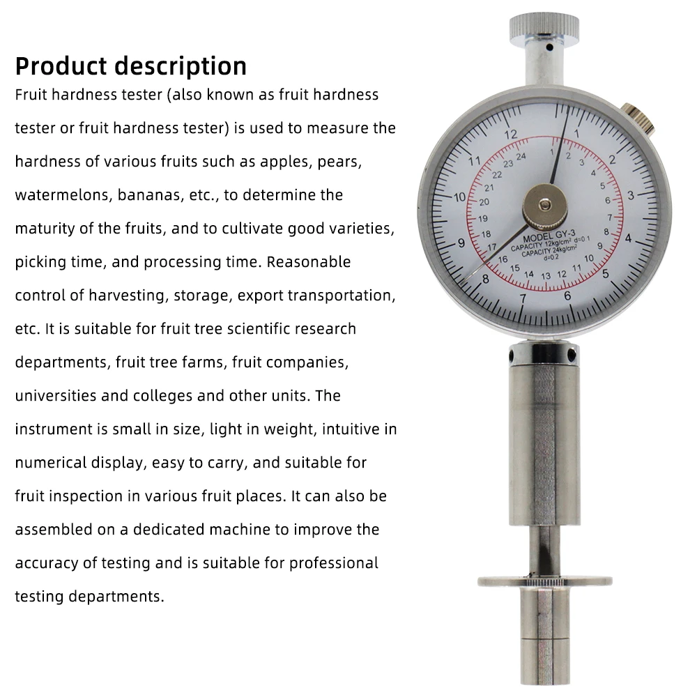 Portable Pointer Fruit Hardness Tester  Fruit Penetrometer for Apples Pears Grapes Oranges Fruit Sclerometer GY-3 GY-2 GY-1