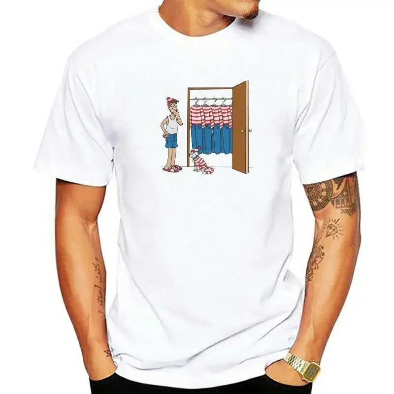 والي خزانة Ou Est تشارلي والدو تي شيرت الرجال أين محاكاة ساخرة 90s كوميك أراد القطن تي شيرت قصير الأكمام تي شيرت 6XL