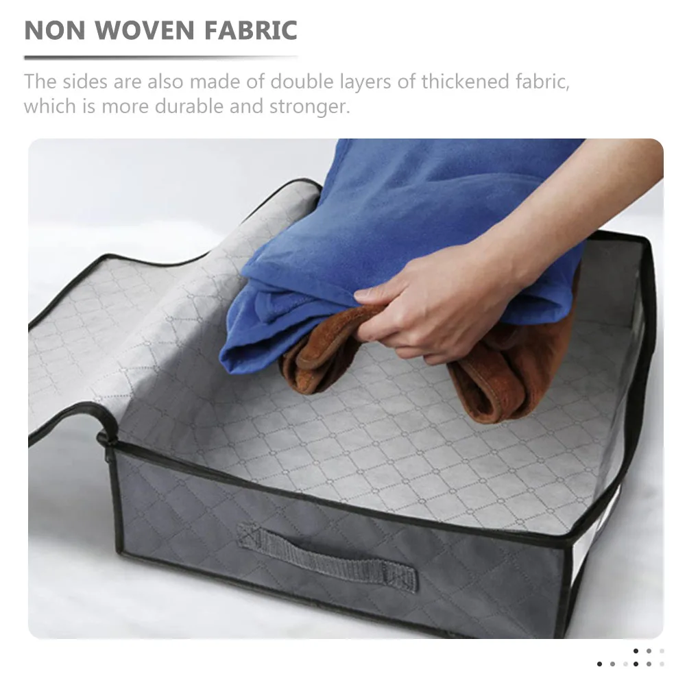 

Large Capacity Under Bed Storage Bag Transparent Lid Thickened Non-Woven Fabric Foldable Clothes Organizer Dust-Proof