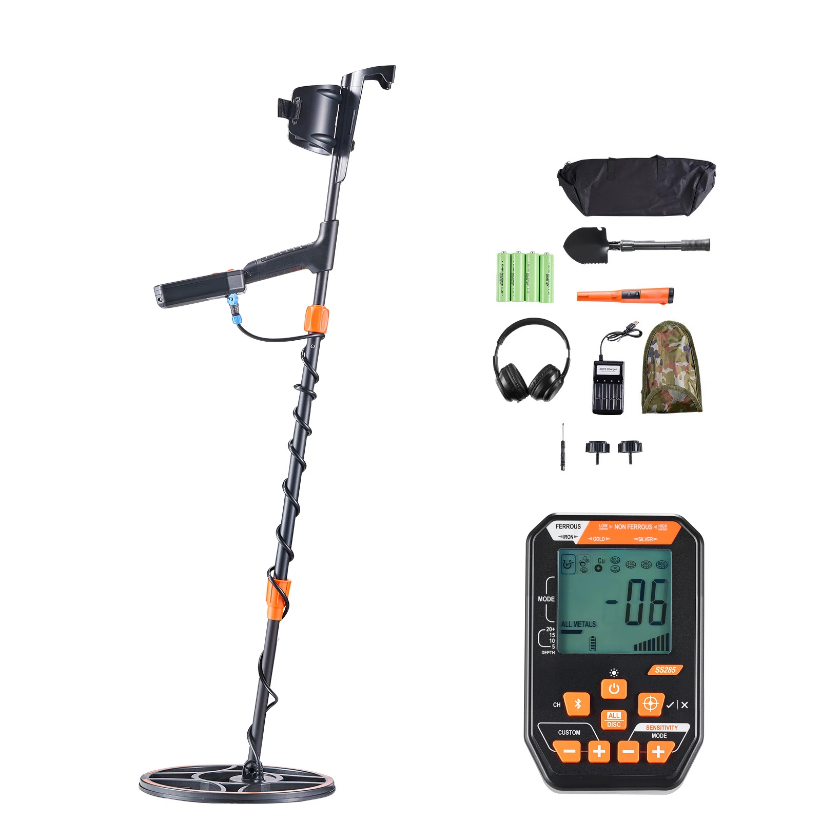 SucceBuy Waterproof Metal Detector 12" High Accuracy Gold Detector Adults Display Headphones 7 Modes Adjustable IP68 for Hunting