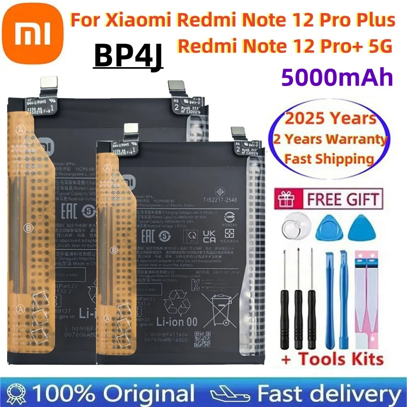 

BP4J 5000mAh 100% Original Battery For Xiaomi Redmi Note 12 Pro Plus /Note 12 Pro+ 5G Phone