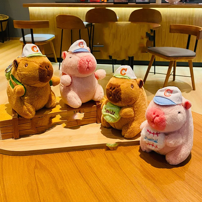 

10-13cm New Kapibala Capybara Keychain Car Couple Backpack Pendant Cute Pink Hamburger Capibala Capybara Plush Keychain Doll