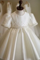 2023 klassische Perlen Prinzessin Kleider für Kinder Mädchen Geburtstags feier Säugling Luxus Ballkleid Kinder Taufe Abendkleider