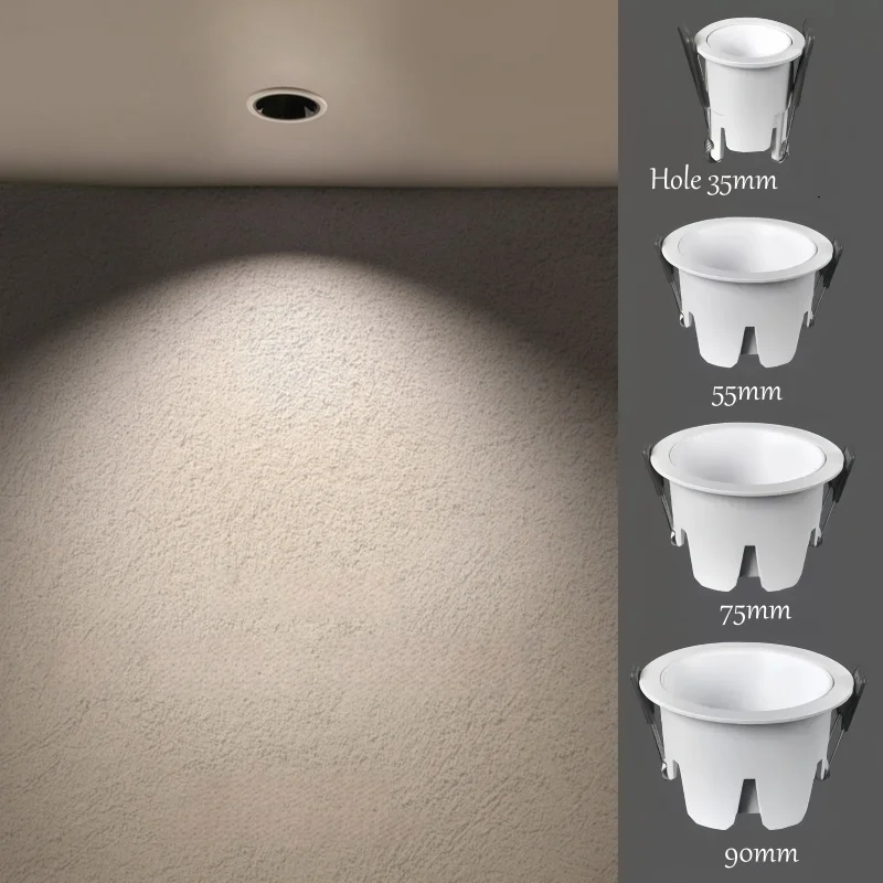 Anti Glare Recessed Spot lights Embedded Ceiling Downlights Dimmable OSRAM COB Aluminum AC110-230V Led Drive Home Living Room