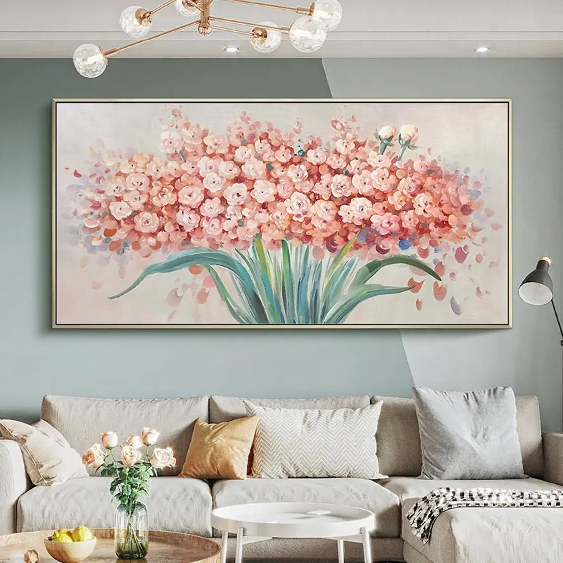 Original Oil Painting Blooming Flowers Hand-painted Oil Painting Perfect Wall Art Landscape for Home Decor and Housewarming Gift