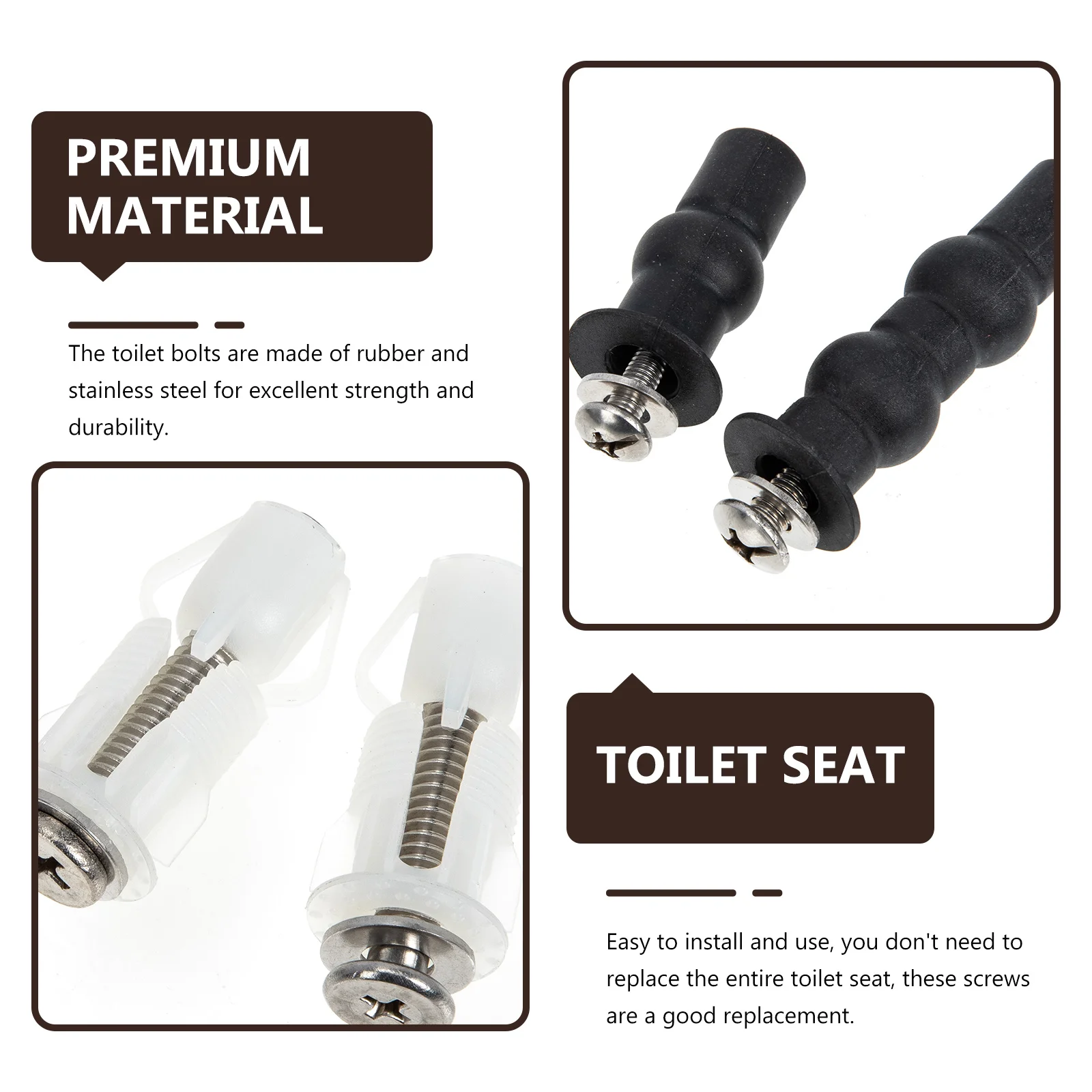 

1Set Toilet Seat Hinges Bolts Sturdy No Wobble Most Toilets Suitable Easy Installation Toilet Seat Screws Closestool Bolts