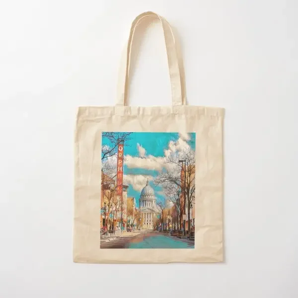 

Мэдисон Висконсин Хлопковая Холщовая Сумка Шоппер Складная Женская Повседневная Дизайнерская Продуктовая Сумка Многоразовая Сумка Унисекс Модная Ткань