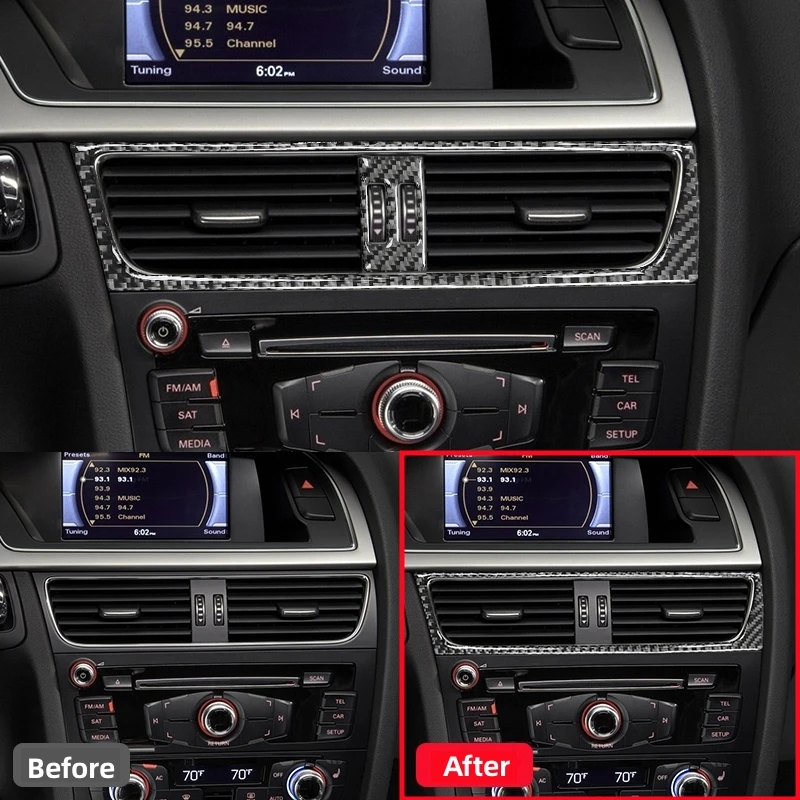 For Audi A4L A4 B8 2009-2016 Q5 A5 Accessories Carbon Fiber Modified Interior Car Central Air Outlet Set Trim Sticker Frame