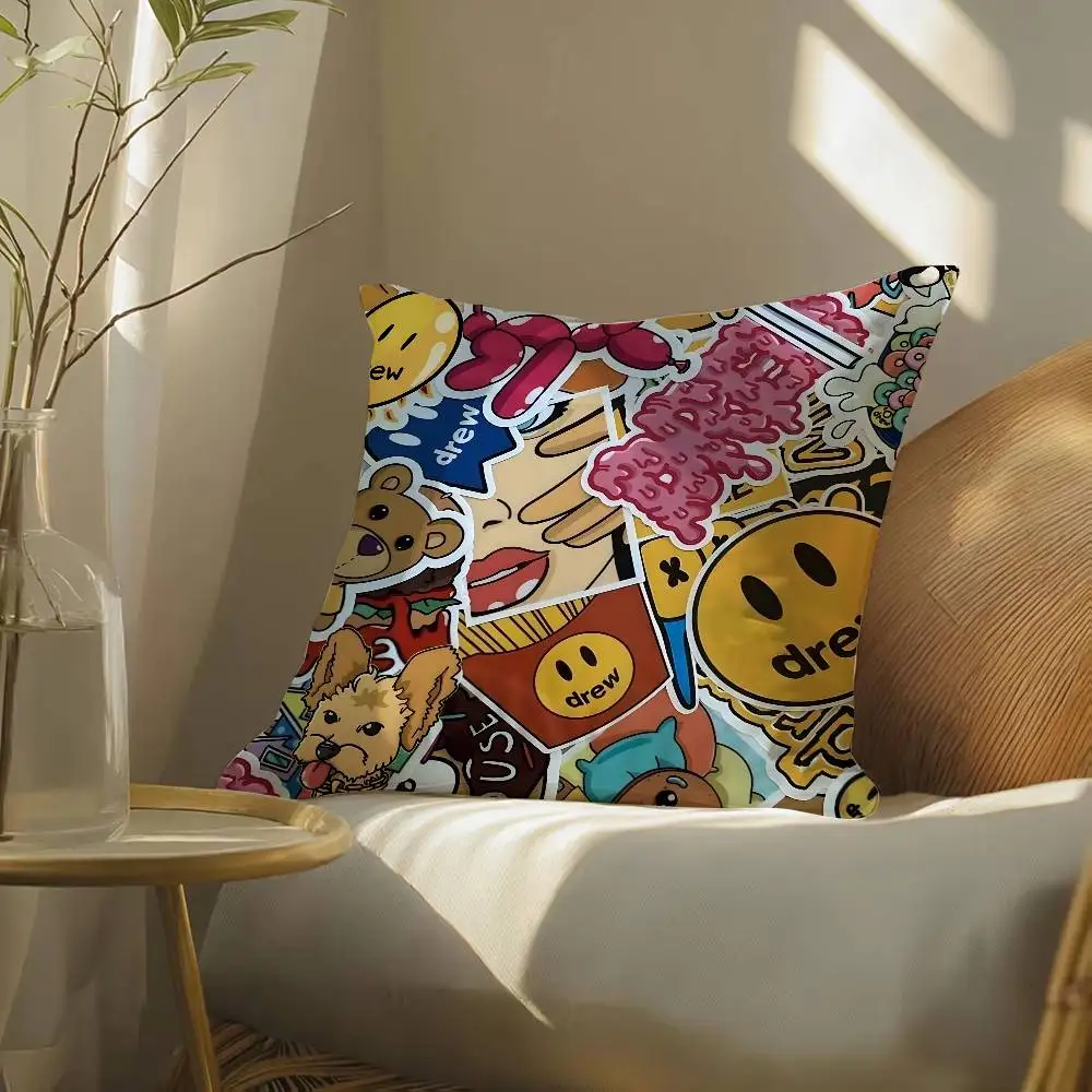 マッシュルームヘッド漫画ドリューハウス-枕カバー シルクのようなエレガントな快適なソファベッド 隠しジッパー ビーチ枕カバー