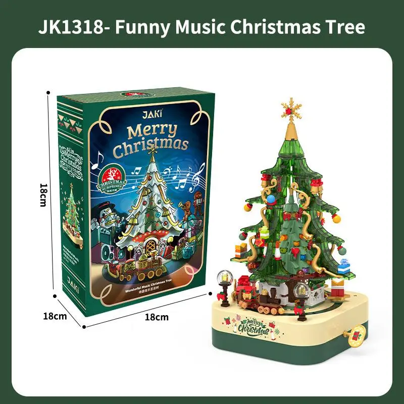 JK-1318 Christmas series Christmas tree music box creative decoration model men\'s and women\'s Christmas building blocks toys