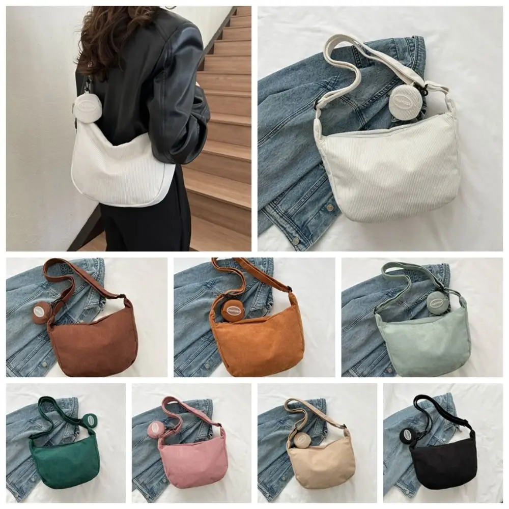 กระเป๋าสะพายไหล่ผ้าลูกฟูกสำหรับผู้หญิงกระเป๋าถือมี dompet koin สีทึบเป็นมิตรกับสิ่งแวดล้อมใช้ซ้ำได้