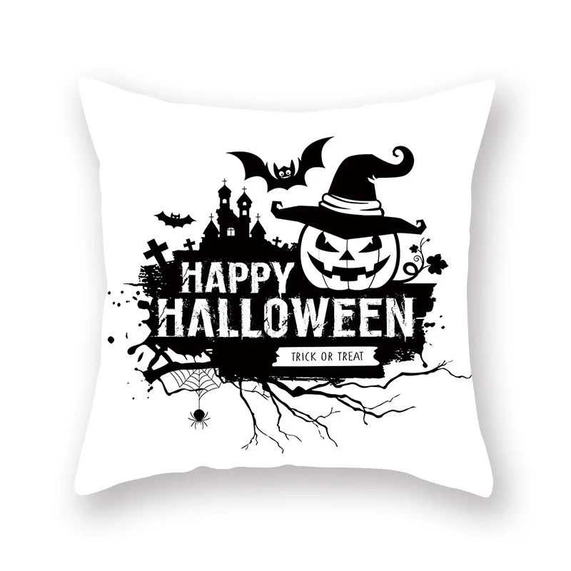 Halloween Horror Skull Print Pattern Cushion Cover Home Air Conditioning Sofa Decoration Pillow  45x45cm