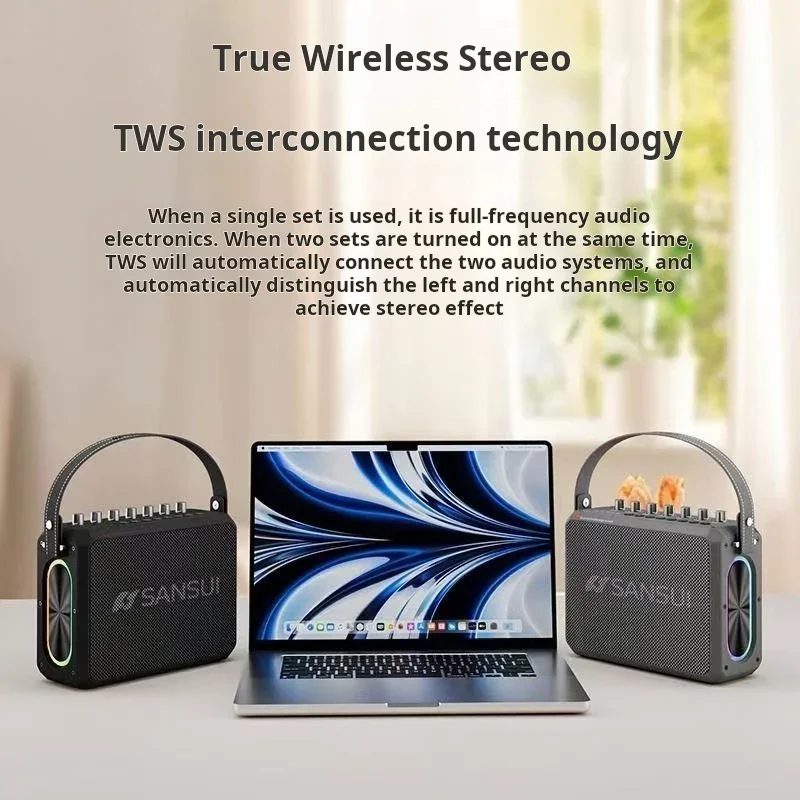 Shanshui T98 Беспроводная связь Bluetooth 5.3 Высококачественная мощность 150 Вт Открытый портативный караоке Высококачественный динамик с микрофонами