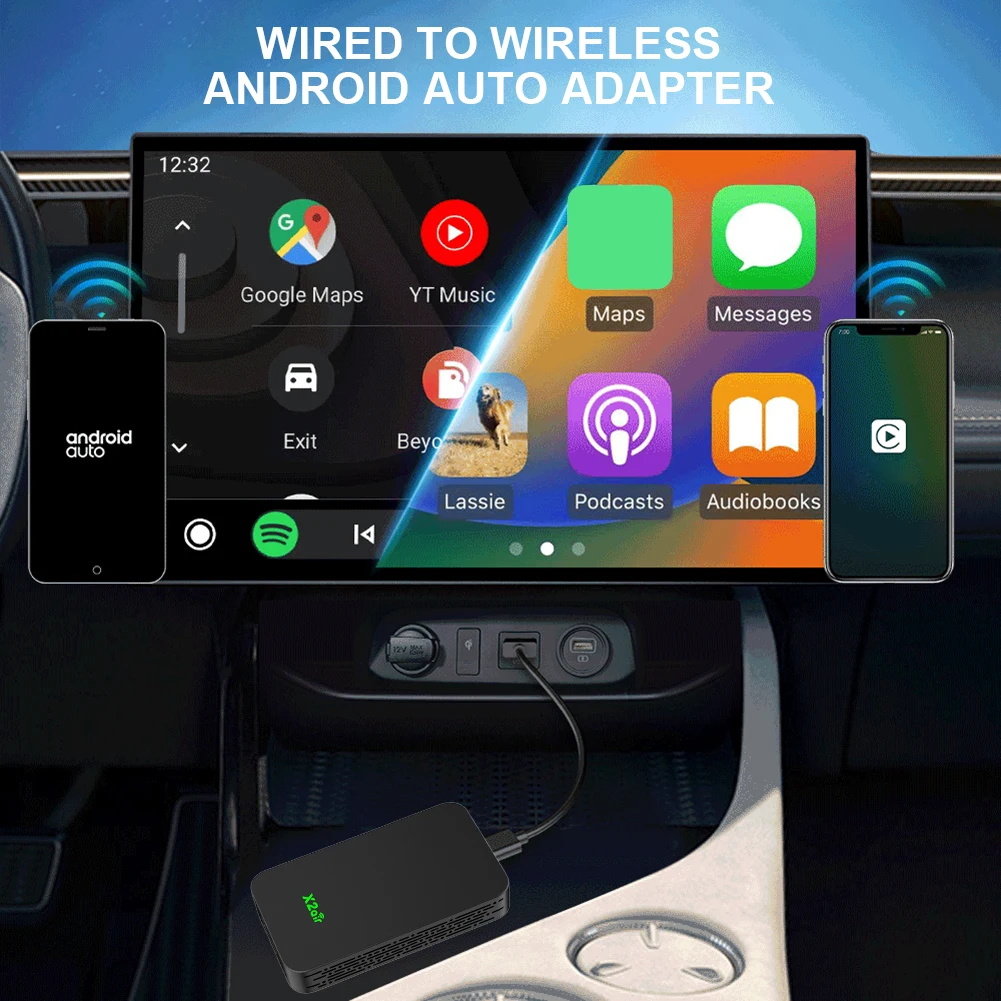 CarlinKit 5.0 2air CarPlay Android Auto Wireless Adapter Portable Dongle for Car Radio with Wired CarPlay/Android Auto