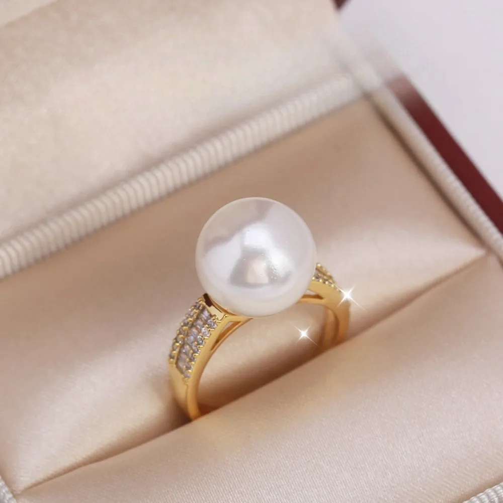 

5pcs Adjustable Gold Plated Pearl Ring Settings Findings & Accessories-for Jewelry Making Bulk Wholesale Craft Supplies 10-11mm