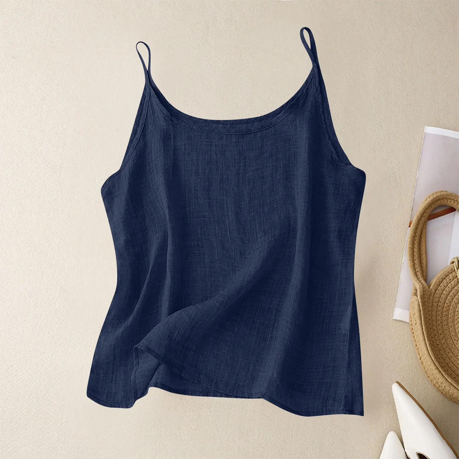 Vintage cotton and linen small camisole female summer thin bottoming vest loose thin cotton linen inner tops