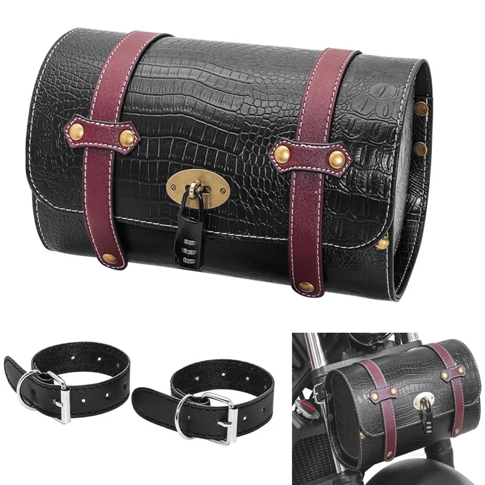 

Universal Motorcycle Retro Crocodile Pattern Tail Bag Hanging Bag Tool Kit Waterproof Luggage Outdoor Large Capacity Handbag