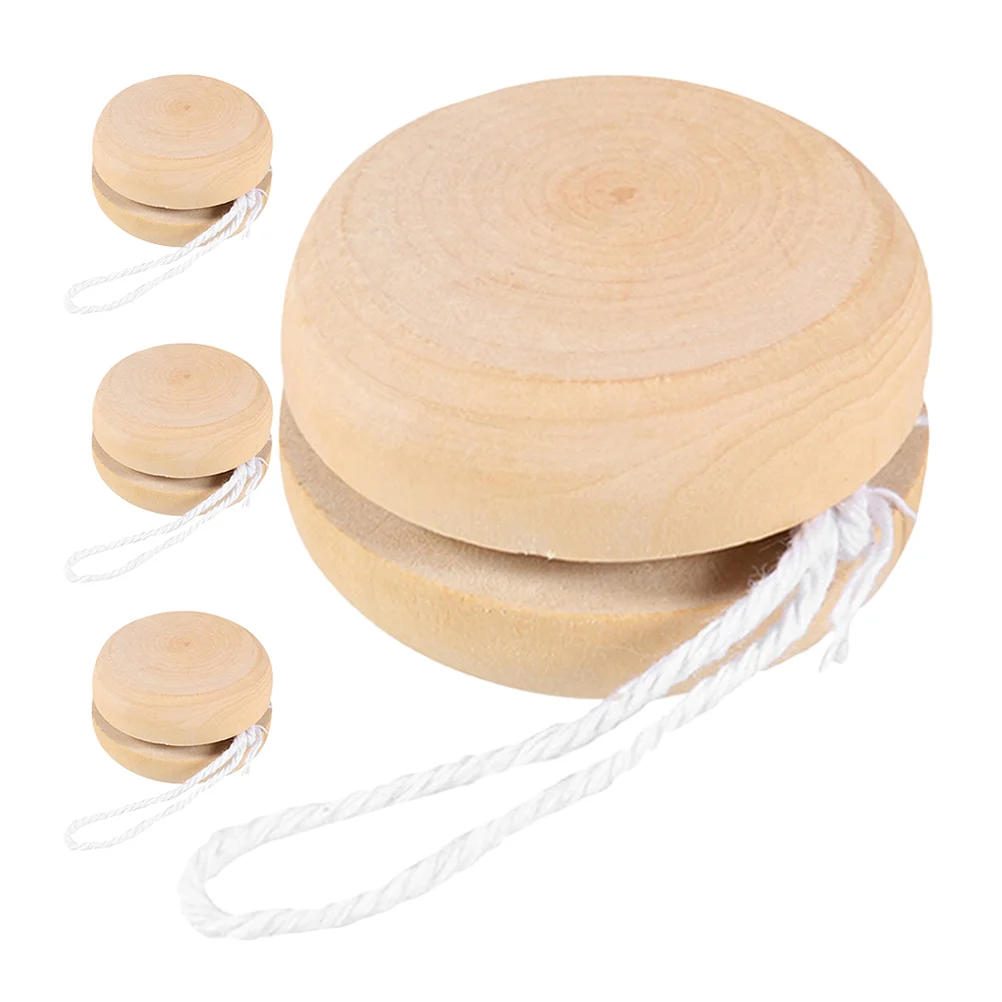 

4 Pcs Yo-Yo Toy Blank Balls DIY Unfinished Yoyo Toys Graffiti Handmade Wooden Creative