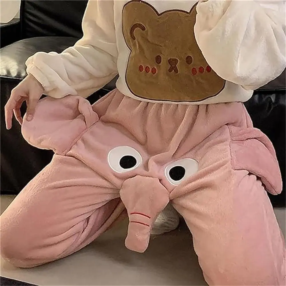 New Funny Elephant Trunk Pajamas Cute Dacron Home Sleeping Trousers Leisure Couple Pajama Pants Winter