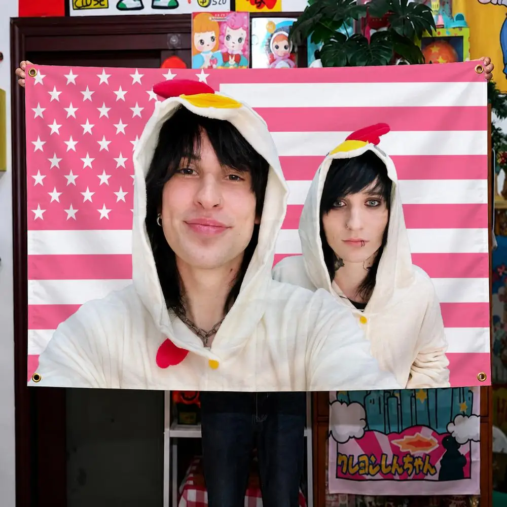Celebrity Jake Webber And Johnnie Emo Flags Wall Hanging Background Flag Wall Decor Banners for Outdoor Bedroom Dorm Room Decor