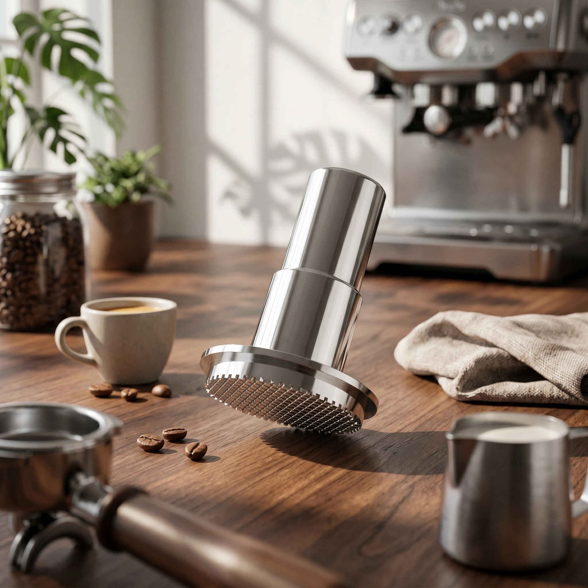 Coffee Tamper Wooden Handle Espresso Tamper Coffee Specialist Tool Textured Surface Long-Lasting