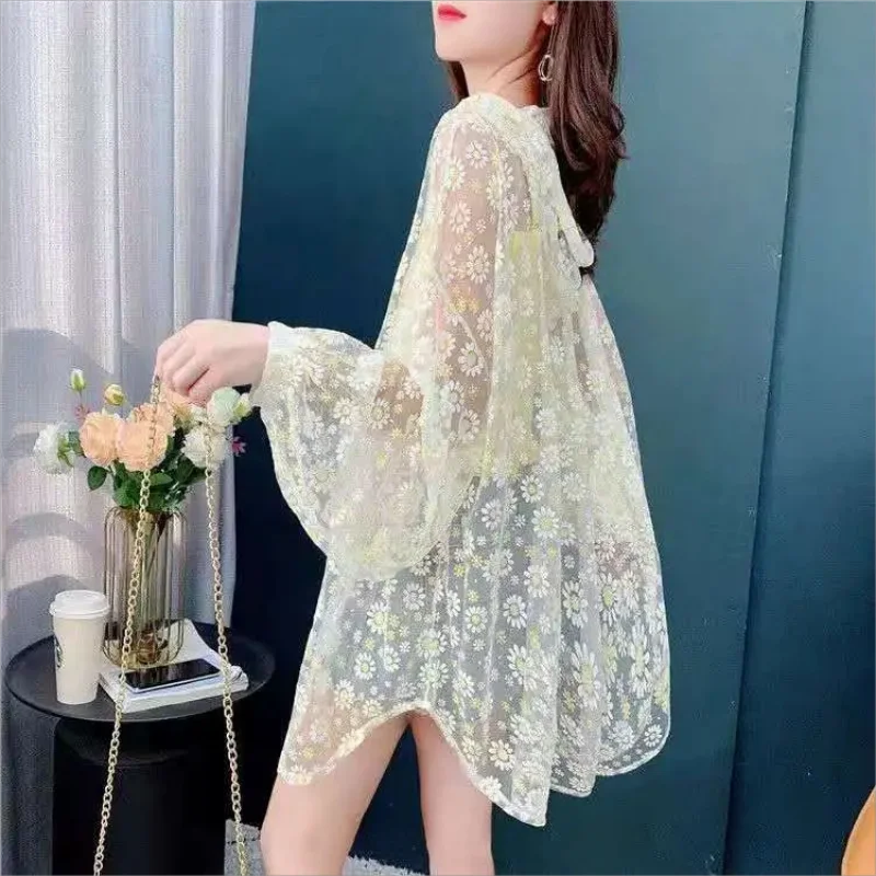 Flower Jackets Women Thin Lace Sun-proof Elegant Sweet College Korean Style Sleeve Summer Feminine Loose Leisure Design