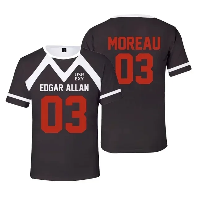 New The Foxhole Court Edgar Allan Ravens Lacrosse Jersey Cosplay MORIYAMA KNOX T-shirt 3D for Men/Women Clothes Lacrosse Tops