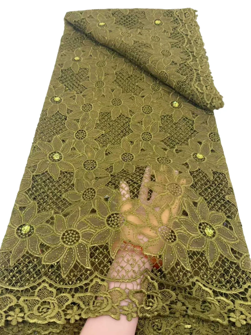 

Кружевная ткань Pure Big Stones Cord 2026 Высококачественная водорастворимая свадебная кружевная французская сетка Африканская гипюровая кружевная ткань 5 ярдов 16