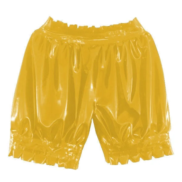 

100% Latex Rubber Women's fitness shorts Yellow pants 0.45mm Fashion uniform