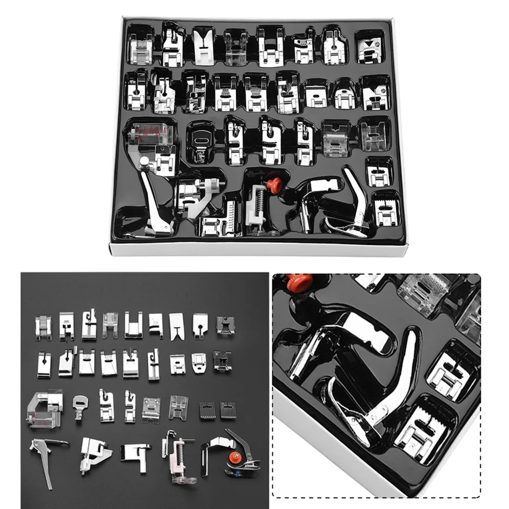 

32Pcs Practical Multifunctional Presser Foot Household Easy Instal Sewing Accessories Durable Sewing Tool Kit Home Sewing