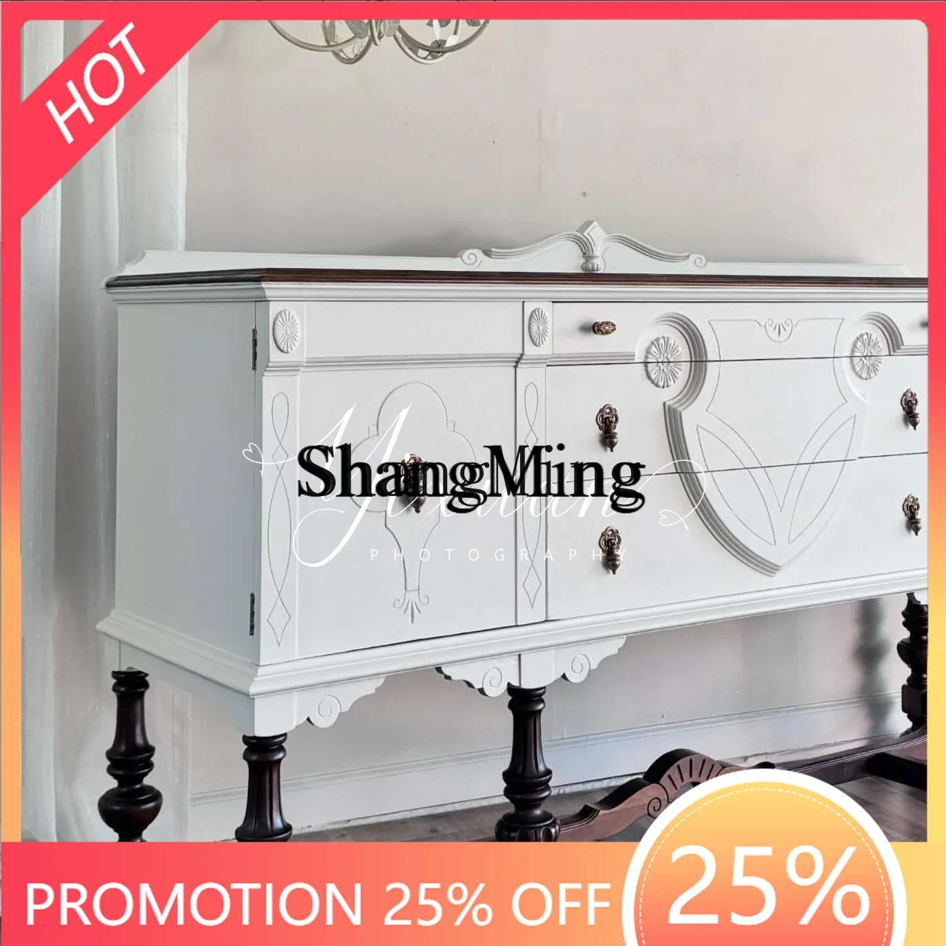 

CL dining side cabinet, living room decoration cabinet, modern simple entrance cabinet, solid wood carving furniture